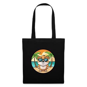 Hamster Lustig Cartoon Sommer Strand Sonnenbrille Cool - Stoffbeutel - Schwarz - Vorne