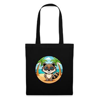 Waschbär Lustig Cartoon Sommer Strand Sonnenbrille Cool - Stoffbeutel - Schwarz - Vorne