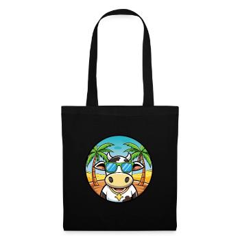 Kuh Lustige Cartoon Sommer Strand Sonnenbrille Aufkleber - Stoffbeutel - Schwarz - Vorne