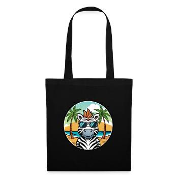 Zebra Lustige Cartoon Sommer Strand Sonnenbrille Cool - Stoffbeutel - Schwarz - Vorne