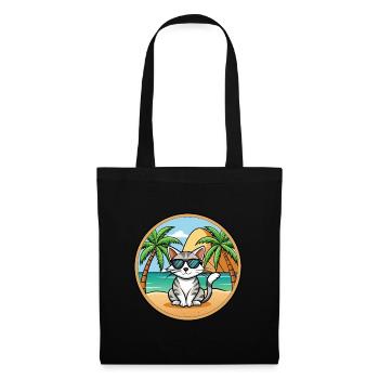 Ägäis Katzenrasse Cartoon Sonnenbrille Strand - Stoffbeutel - Schwarz - Vorne