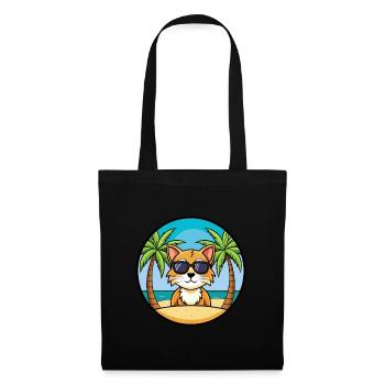 Asiatische Katzenrasse Cartoon Sonnenbrille Strand - Stoffbeutel - Schwarz - Vorne
