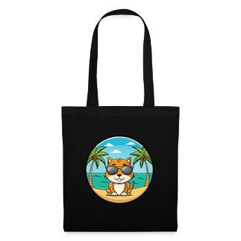 Chypre Chat Race Dessin Animé Lunettes De Soleil Plage - Sac en tissu - noir - Devant
