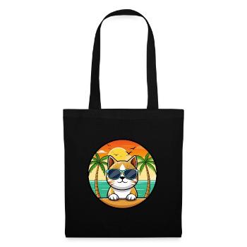 Burmesische Katzenrasse Cartoon Sonnenbrille Strand - Stoffbeutel - Schwarz - Vorne