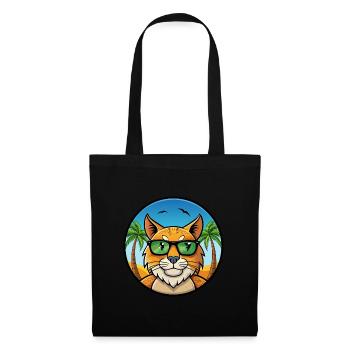 Eurasian Lynx Cat Breed Cartoon Lunettes de soleil Beach - Sac en tissu - noir - Devant
