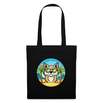German Longhair Cat Breed Cartoon Sunglasses Beach - Tote Bag - black - Front