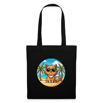 Ingwer Langhaar Katze Rasse Cartoon Sonnenbrille Strand - Stoffbeutel - Schwarz - Vorne