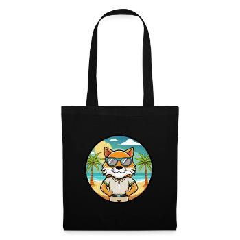 Highlander Cat Breed Cartoon Sunglasses Beach - Tote Bag - black - Front