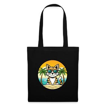 Ägäis Katzenrasse Cartoon Sonnenbrille Strand - Stoffbeutel - Schwarz - Vorne