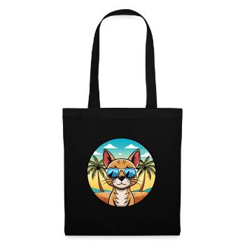 Abessinische Katzenrasse Cartoon Sonnenbrille Strand - Stoffbeutel - Schwarz - Vorne