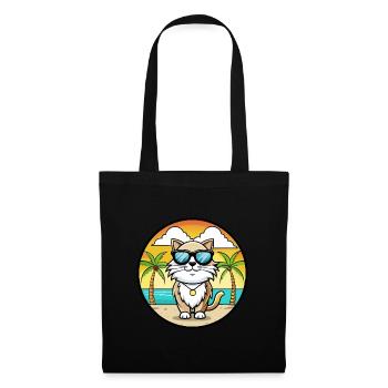 Birma Heilige Katzenrasse Cartoon Sonnenbrille Strand - Stoffbeutel - Schwarz - Vorne