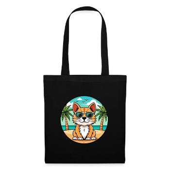 German Longhair Cat Breed Cartoon Sunglasses Beach - Tote Bag - black - Front
