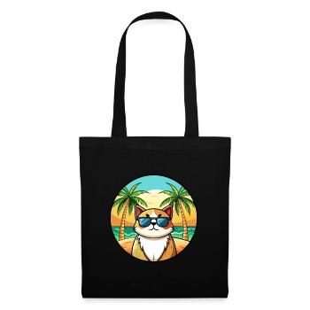 Exotische Kurzhaarkatze Rasse Cartoon Sonnenbrille Strand - Stoffbeutel - Schwarz - Vorne