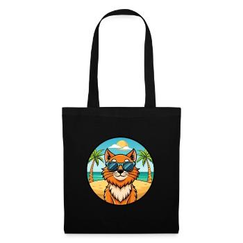 Ginger Longhair Cat Breed Cartoon Sunglasses Beach - Tote Bag - black - Front
