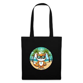 Khao Manee Cat Breed Cartoon Lunettes de soleil Beach - Sac en tissu - noir - Devant