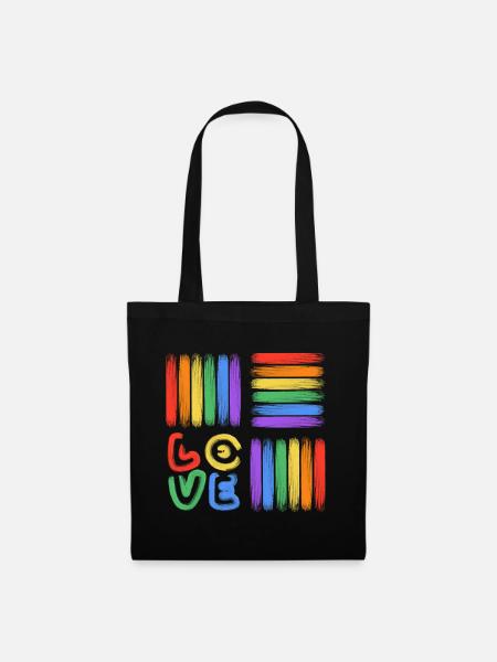 Regenbogen-Liebe Pinselkunst - Stoffbeutel - Schwarz