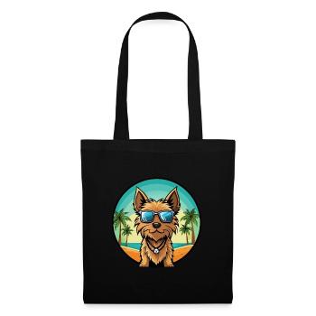 Australian Silky Terrier Dog Breed Cartoon Beach - Tote Bag - black - Front