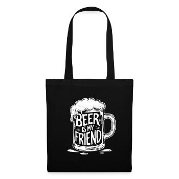 Beer Beer Mug Saying Beer is my Friend - Tote Bag - black - Front