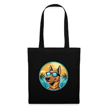 Deutscher Windhund Rasse Cartoon Sonnenbrille Strand - Stoffbeutel - Schwarz - Vorne
