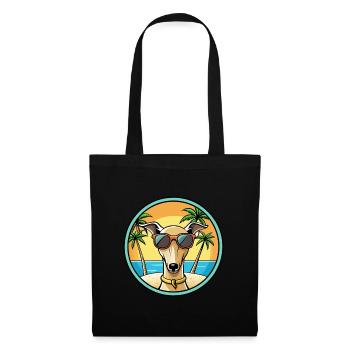 Lévrier italien race chien dessin animé lunettes de soleil plage - Sac en tissu - noir - Devant