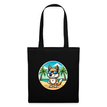 Italien Volpino Chien Race Dessin Animé Lunettes De Soleil Plage - Sac en tissu - noir - Devant