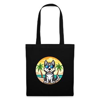 Labrador Husky Chien Race Dessin Animé Lunettes De Soleil Plage - Sac en tissu - noir - Devant