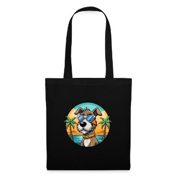 Chien courant à poil dur d’Istrie Race de chien de dessin animé Plage - Sac en tissu - noir - Devant