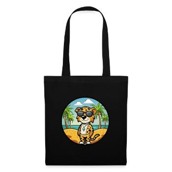 Léopard Chien Race Chien Dessin Animé Lunettes De Soleil Plage - Sac en tissu - noir - Devant