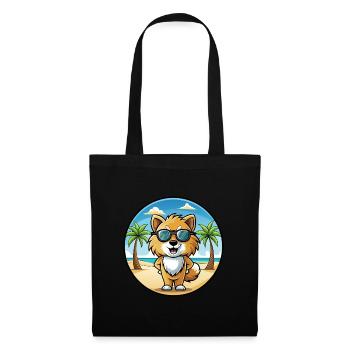 Spielzeug Deutscher Spitz Hund Rasse Cartoon Sonnenbrille Strand - Stoffbeutel - Schwarz - Vorne