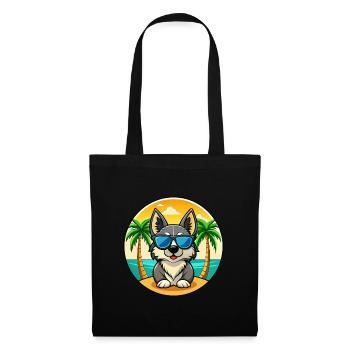 Suédois Vallhund Race Chien Dessin Animé Lunettes De Soleil Plage - Sac en tissu - noir - Devant