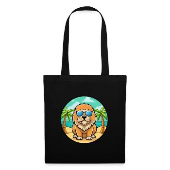 Tibetische Dogge Hunderasse Cartoon Sonnenbrille Strand - Stoffbeutel - Schwarz - Vorne