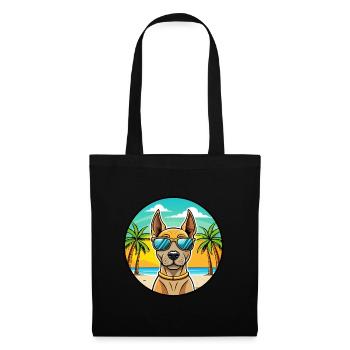 Thai Ridgeback Hund Rasse Cartoon Sonnenbrille Strand - Stoffbeutel - Schwarz - Vorne