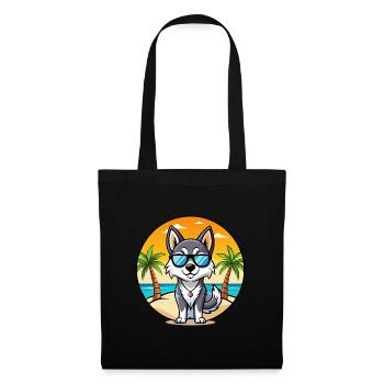 Alaskan Klee Kai Chien Race Dessin Animé Lunettes De Soleil Plage - Sac en tissu - noir - Devant