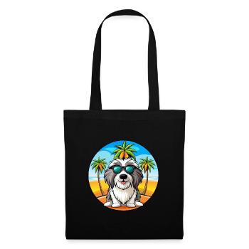 Bearded Collie Chien Race Dessin Animé Lunettes de Soleil Plage - Sac en tissu - noir - Devant