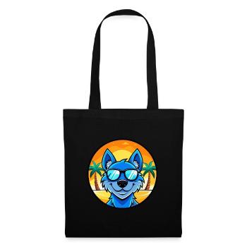 Lunettes de soleil de dessin animé de race de chien en dentelle bleue plage - Sac en tissu - noir - Devant