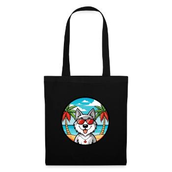Lunettes de soleil de dessin animé de race de chien esquimau canadien plage - Sac en tissu - noir - Devant