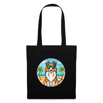 Collie Chien Race Dessin Animé Lunettes De Soleil Plage - Sac en tissu - noir - Devant