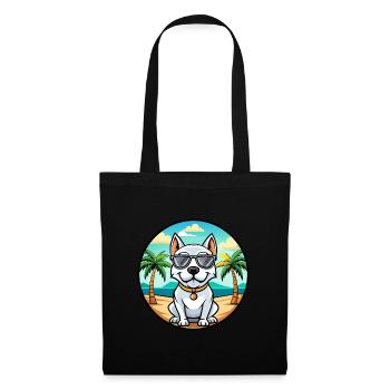 Dogue Argentino Chien Race Dessin Animé Lunettes De Soleil Plage - Sac en tissu - noir - Devant