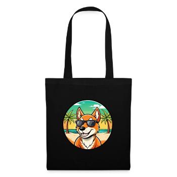 Dingo Hund Rasse Cartoon Sonnenbrille Strand - Stoffbeutel - Schwarz - Vorne