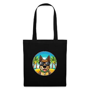 Deutsche Bracke Hunderasse Cartoon Sonnenbrille Strand - Stoffbeutel - Schwarz - Vorne