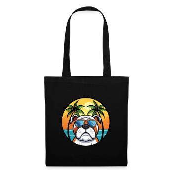 Bouledogue anglais race dessin animé lunettes de soleil plage - Sac en tissu - noir - Devant