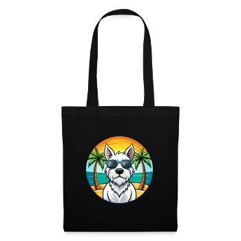 Lunettes de soleil de dessin animé de race de chien Terrier blanc anglais - Sac en tissu - noir - Devant