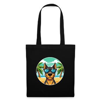 Deutscher Pinscher Hund Rasse Cartoon Sonnenbrille Strand - Stoffbeutel - Schwarz - Vorne