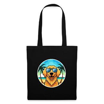 Golden Retriever Dog Breed Cartoon Sunglass Beach - Tote Bag - black - Front