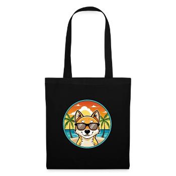 Kishu Ken Hunderasse Cartoon Sonnenbrille Strand - Stoffbeutel - Schwarz - Vorne