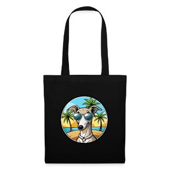 Lévrier italien race chien dessin animé lunettes de soleil plage - Sac en tissu - noir - Devant