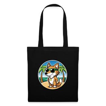 Italien Volpino Chien Race Dessin Animé Lunettes De Soleil Plage - Sac en tissu - noir - Devant