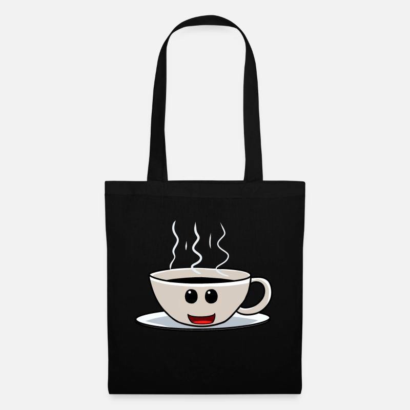 Guten Morgen Kaffee Koffein Kaffeetasse freundlich - Stoffbeutel - Schwarz