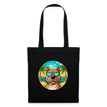 Perro De Presa Canario Hunderasse Cartoon Strand - Stoffbeutel - Schwarz - Vorne