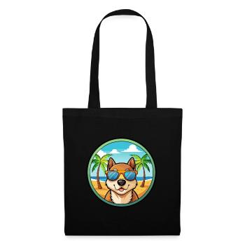 Lunettes de soleil de dessin animé de race de chien de jouet russe plage - Sac en tissu - noir - Devant